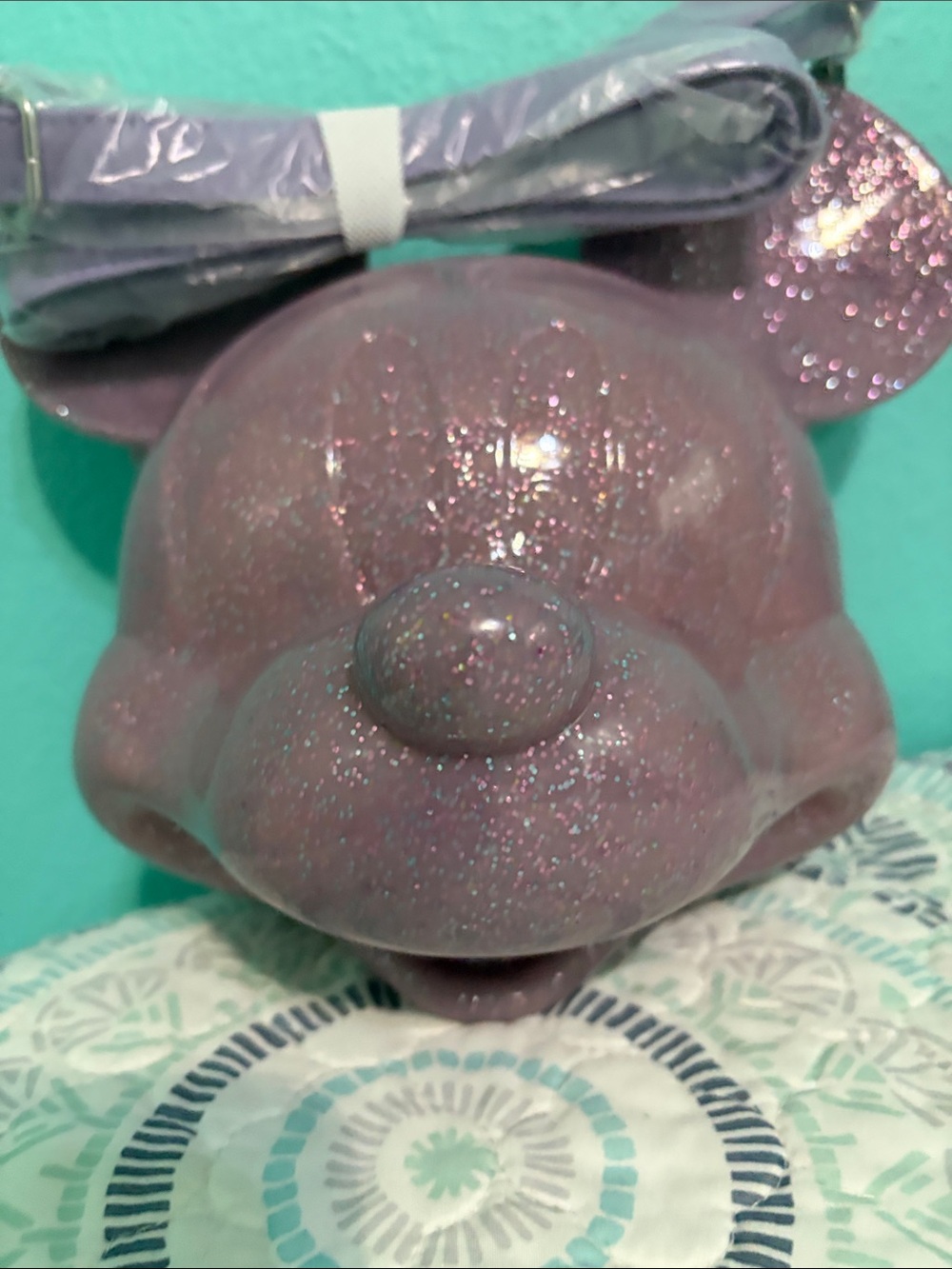 Disney Parks Longefly MICKEY MOUSE 3D Head Purple Glitter Crossbody Bag New NWT
